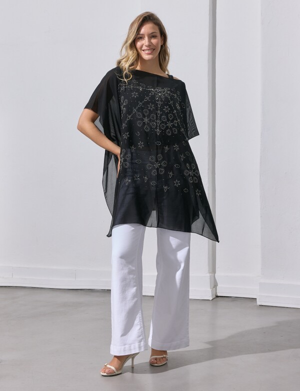 Poncho Noche NEGRO/PLATEADO