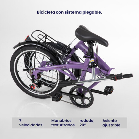 Bicicleta Plegable Rodado 20 Shimano Parrilla Violeta