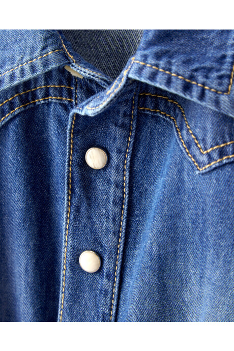 Vestido jean con botones Sin color