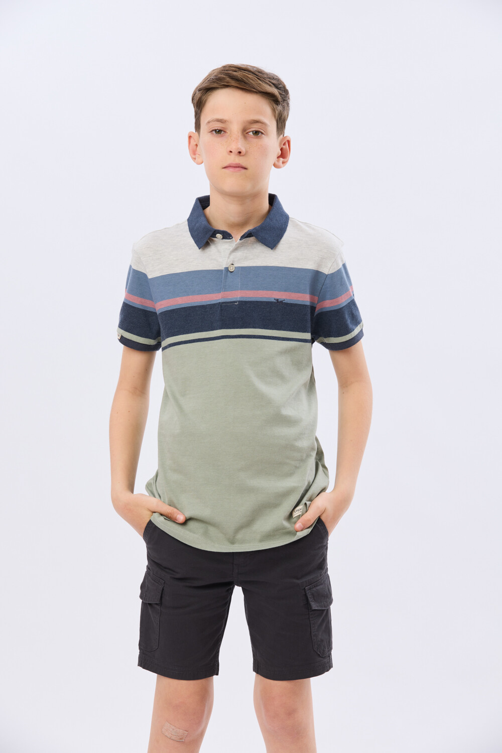 REMERA POLO RAYADA DE ALGODÓN Verde