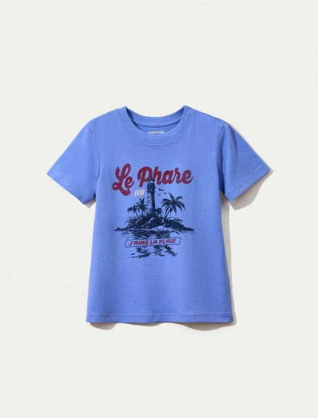CAMISETA BÁSICA INFANTIL CON ESTAMPA AZUL