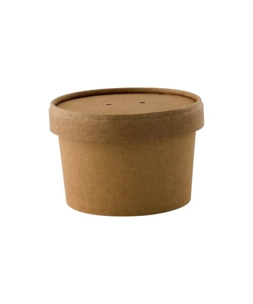 Recipiente kraft impermeable con tapa 230 ml - 25 unidades Recipiente kraft impermeable con tapa 230 ml - 25 unidades