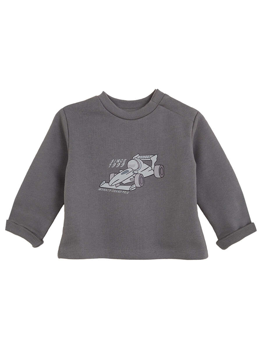 Sudadera Con Print Verde Oscuro