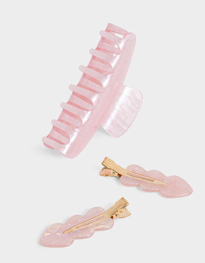 Accesorios Pelo Set Hair Care Set De Piquito Y Broche Acrílico - Rosa Claro