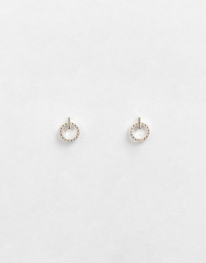 Aros Pasantes Con cubic zirconia Aros Pasantes Bañados En Plata - Plateado