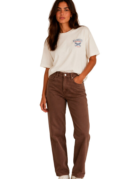 PANTALONES RECTOS EN TEJIDO DE SARGA MARRÓN