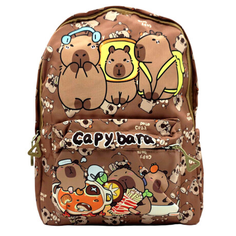 Mochila Infantil Niño Capibara Carpincho Escolar 40cm Marron