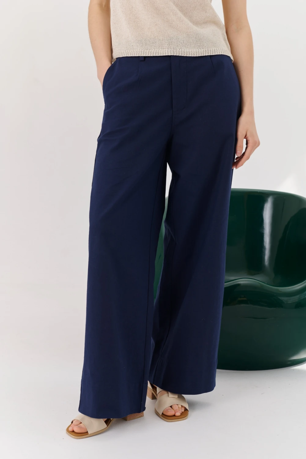 PANTALON LINO ZAG azul 5