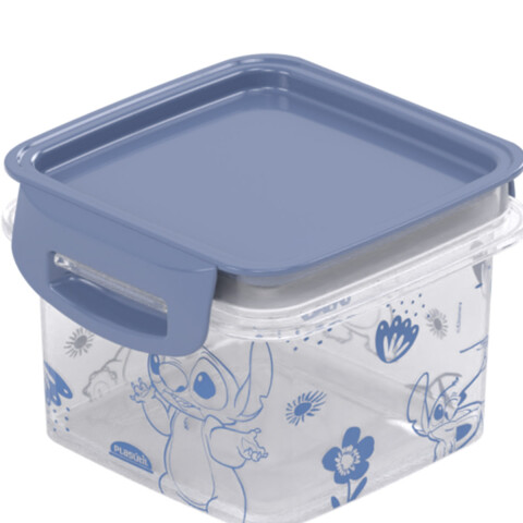 Pote Plástico Cuadrado con Broche Stitch 380 ml U