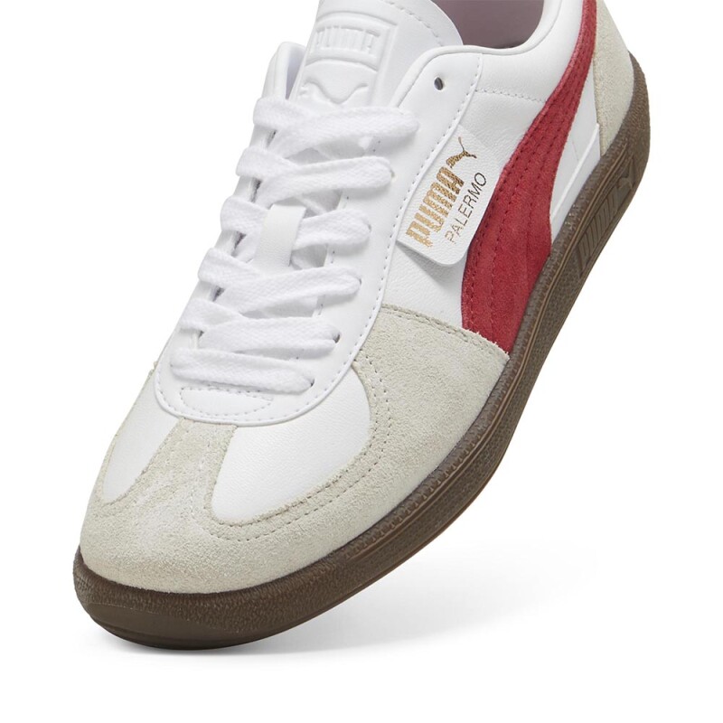 Zapatillas Puma Palermo Lth Hombre White Vapor-gray Club Red