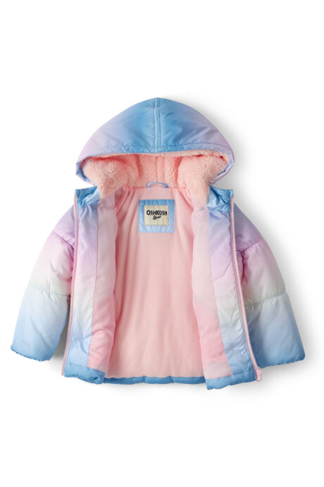 Campera puffer, diseño arcoíris. Talles 12-24M Sin color
