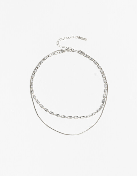 Collares Cortos Strass Collares Cortos, Statement Night - Plateado Rodio