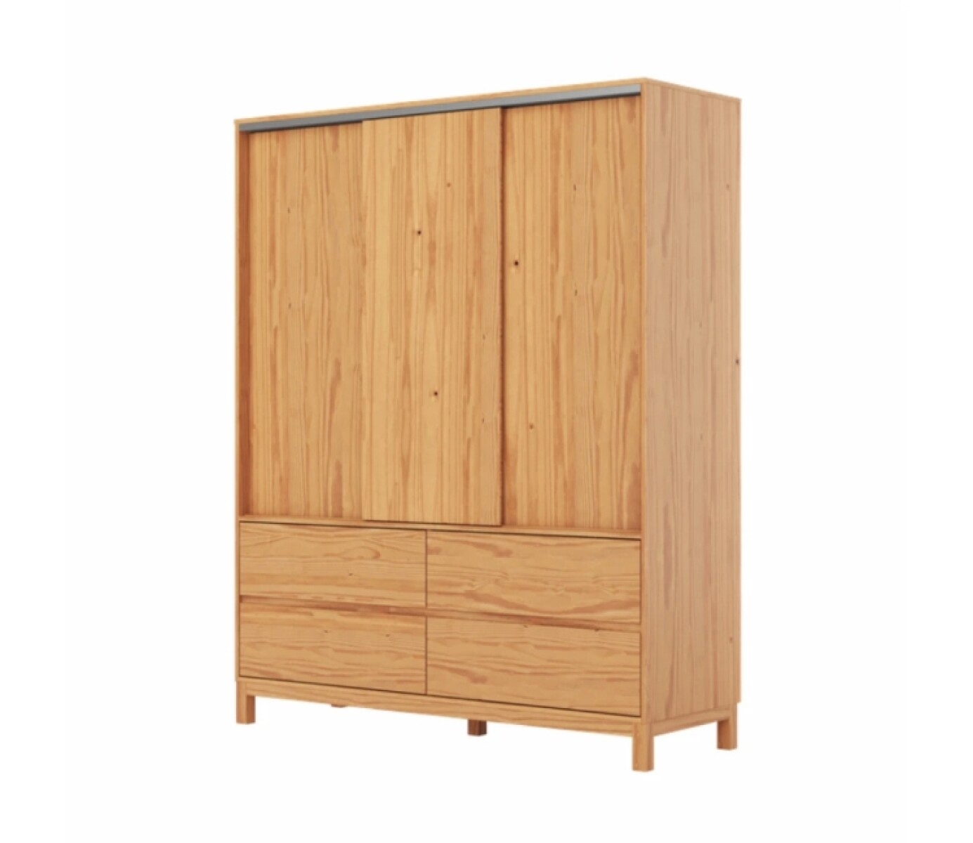 Ropero Square 3 Puertas Correr 4 Cajones Madera 