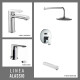 Juego Completo De Griferia De Baño Lavatorio Bajo Y Ducha De Empotrar Alassio Aqualia CROMO