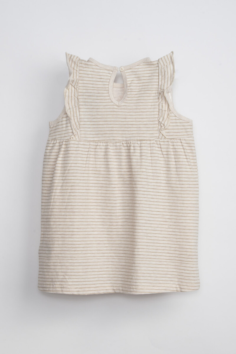 Vestido estampado Rayado Beige
