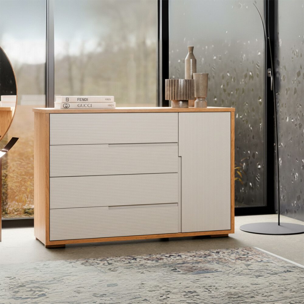 Cómoda Zapatera Concept - 4 cajones 1 puerta Beige