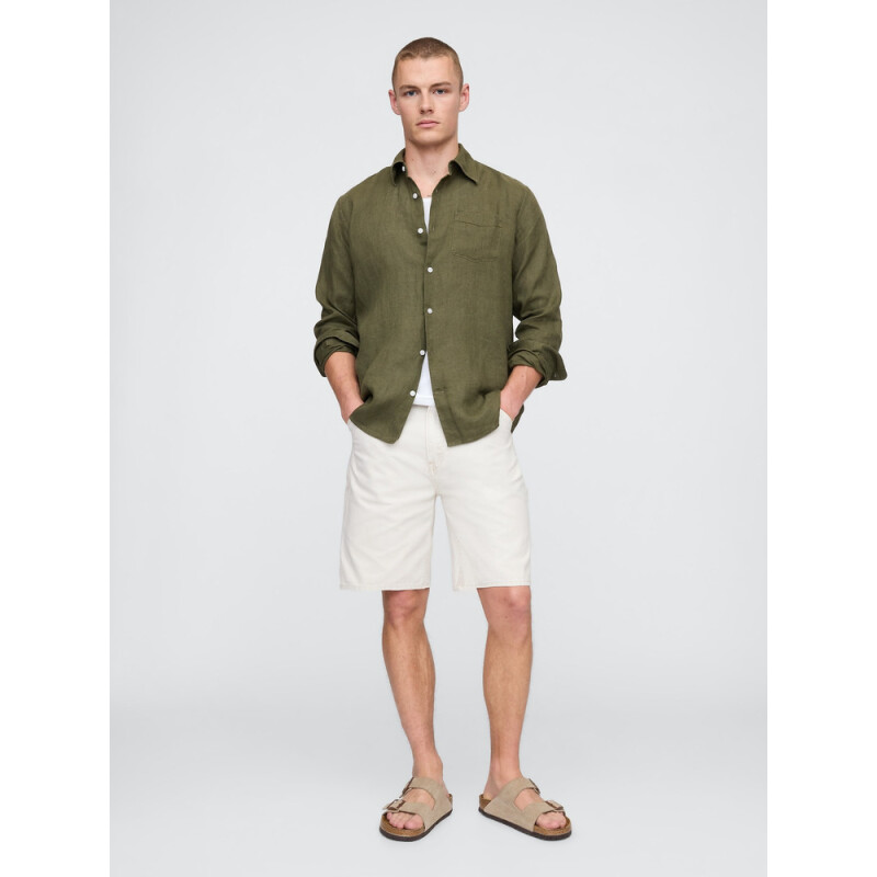 LS LINEN ARMY JACKET GREEN