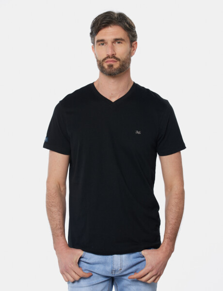 REMERA LISA ESCOTE V Negro