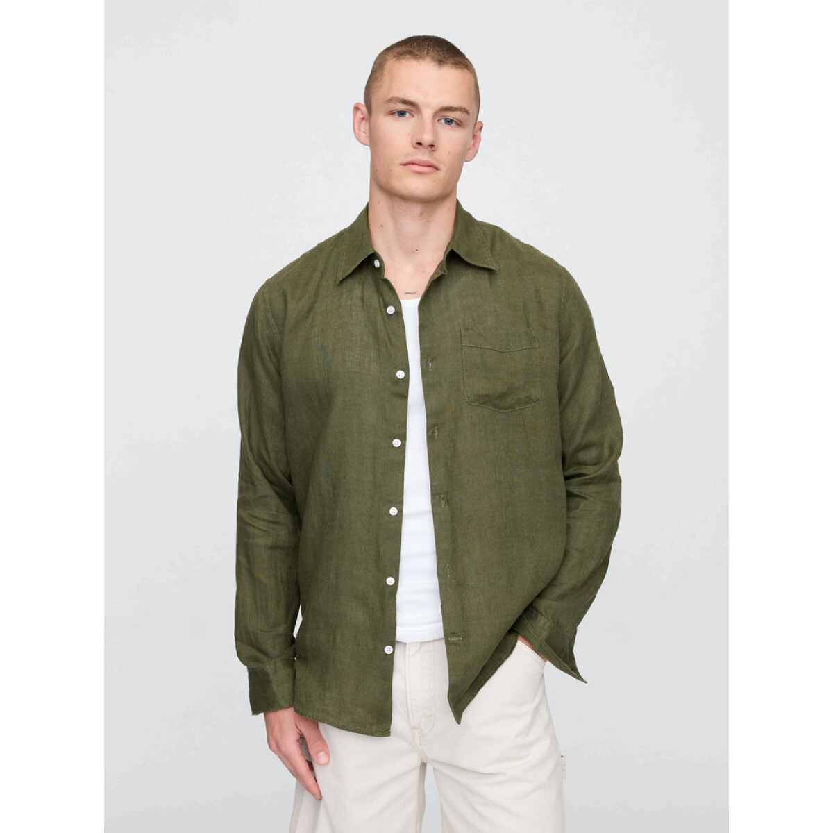 LS LINEN - ARMY JACKET GREEN 