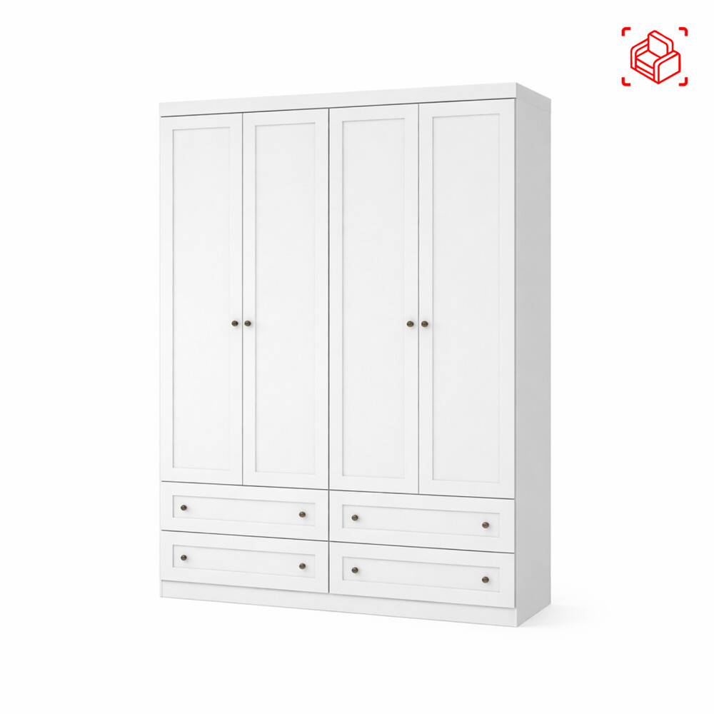 PLACARD ROPERO 4 PUERTAS MDF-Y-MDP BLANCO AMERICANO