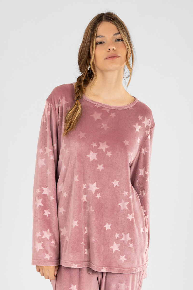 Pijama velour estrellas Bordeaux