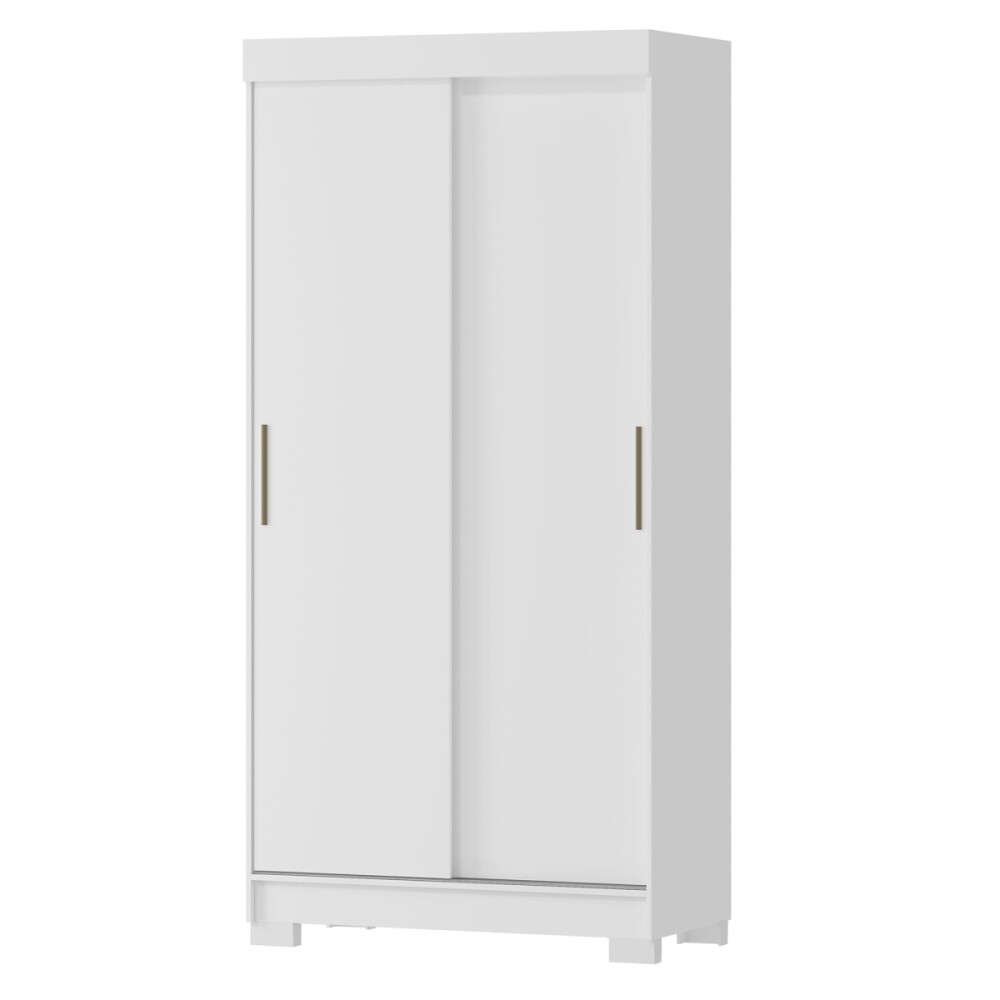 Ropero moderno con puertas corredizas en marrón y blanco