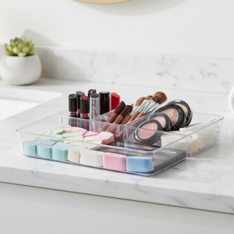 Organizador acrílico con divisiones 31 cm TRANSPARENTE