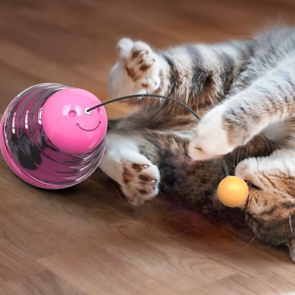 Juguete Gato Dispensador Comida Interactivo Mascota Alimento Color Variante Rosa