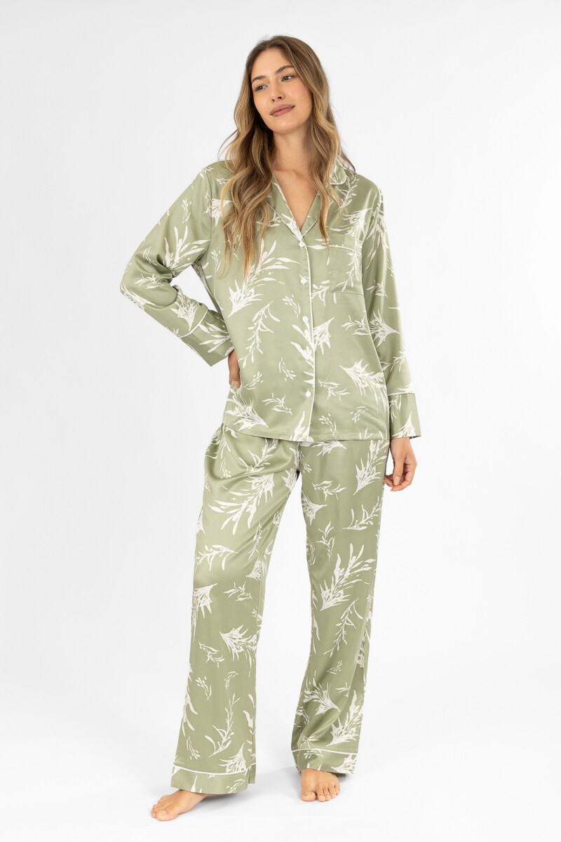 Pijama feather satin Verde claro