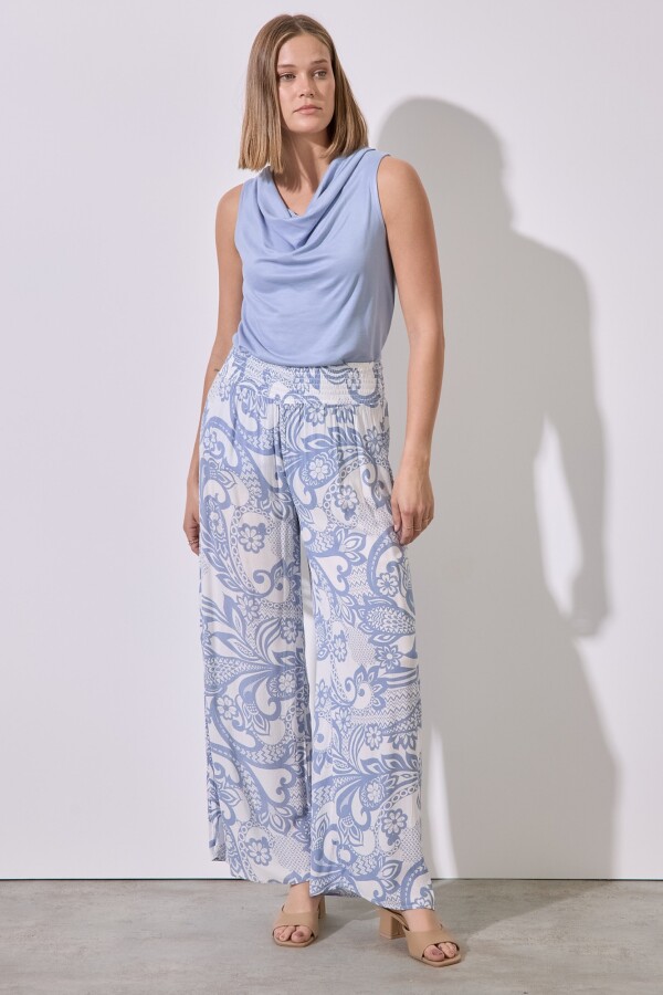 Pantalon Pull On Print AZUL/BLANCO