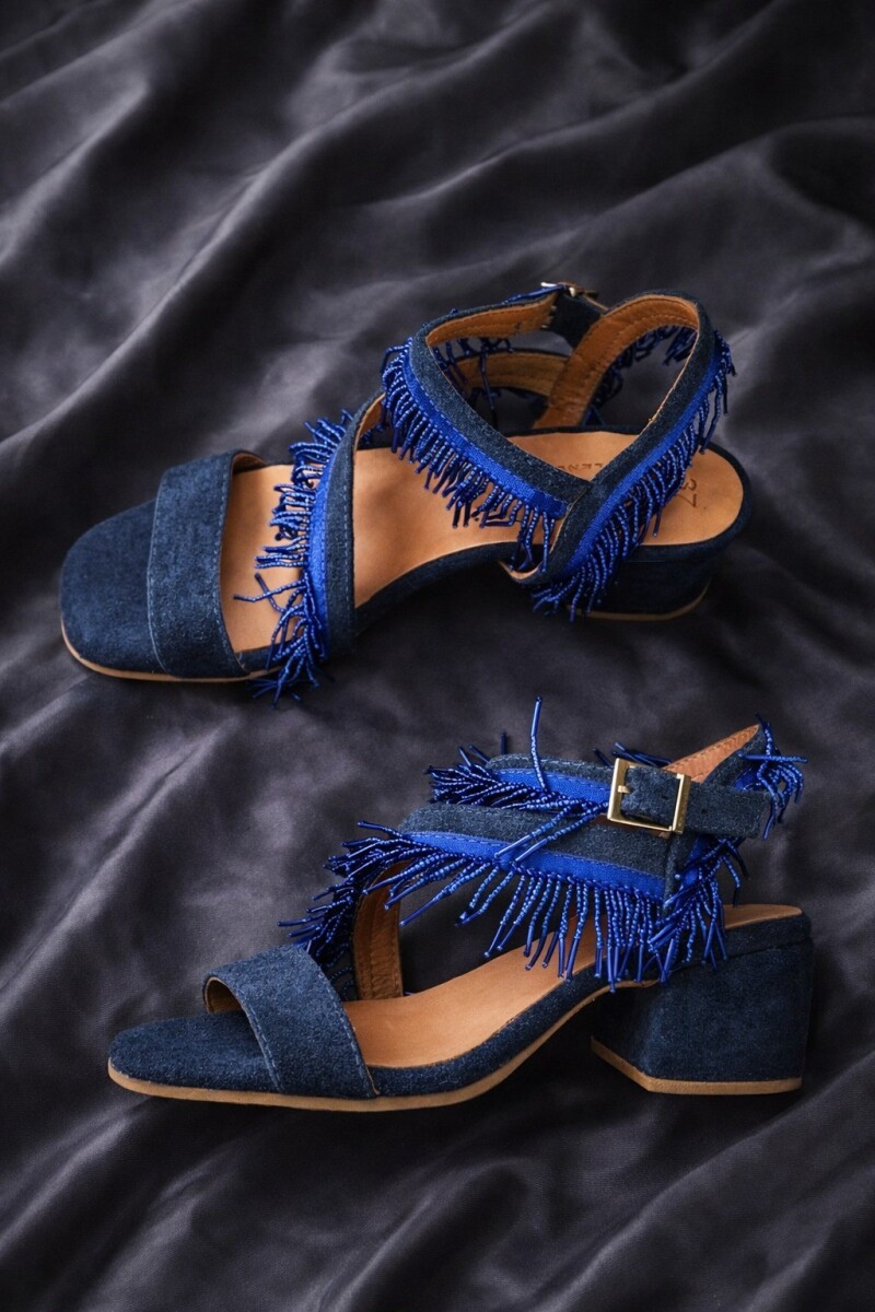 Fringes Sandals - Gamuza Azul 