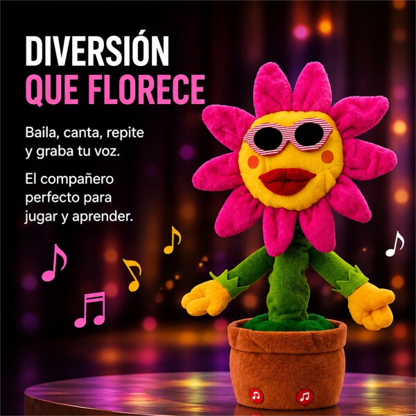Girasol Interactivo que Baila, Canta, Graba y Repite Voz Rosa