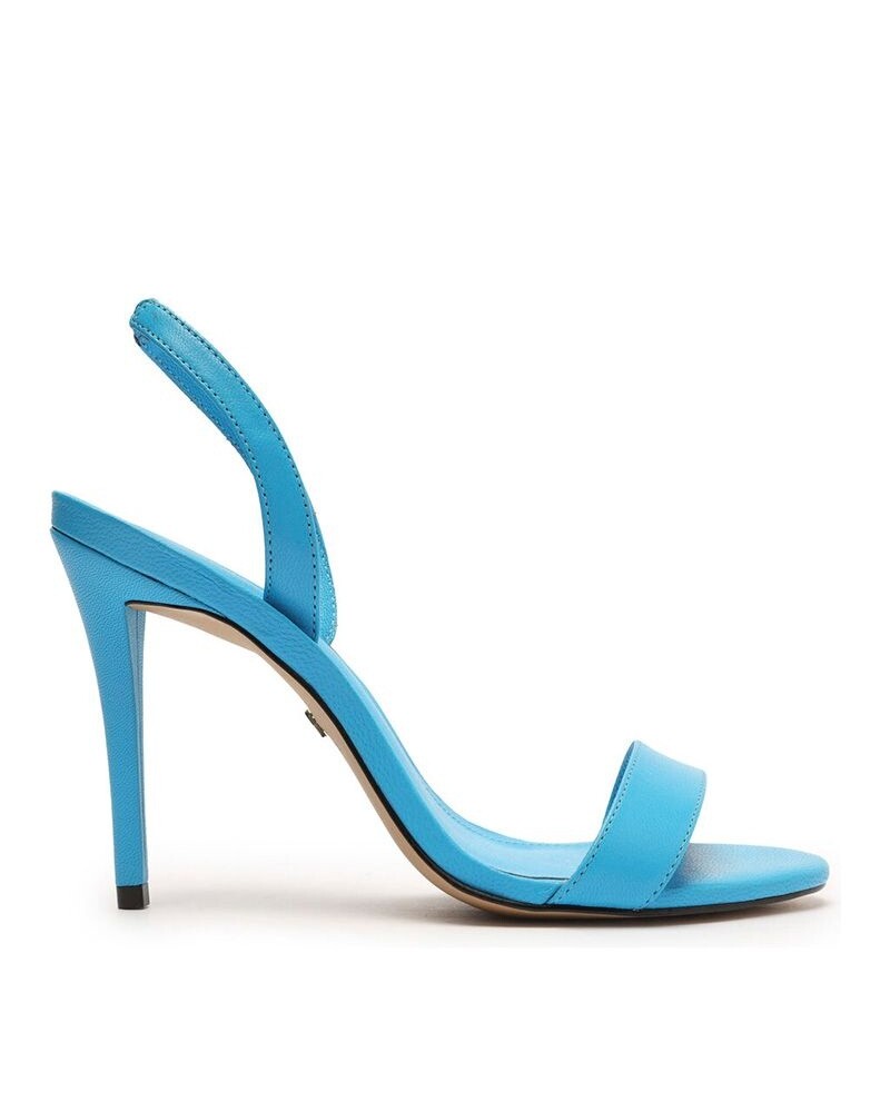 Sandalia Taco Alto Fino Con Talon Azul Dopamina U