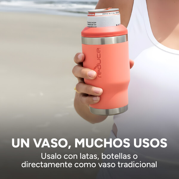 Vaso Térmico X4 Para Botella Lata Cerveza 360ml + Abridor Color Plateado