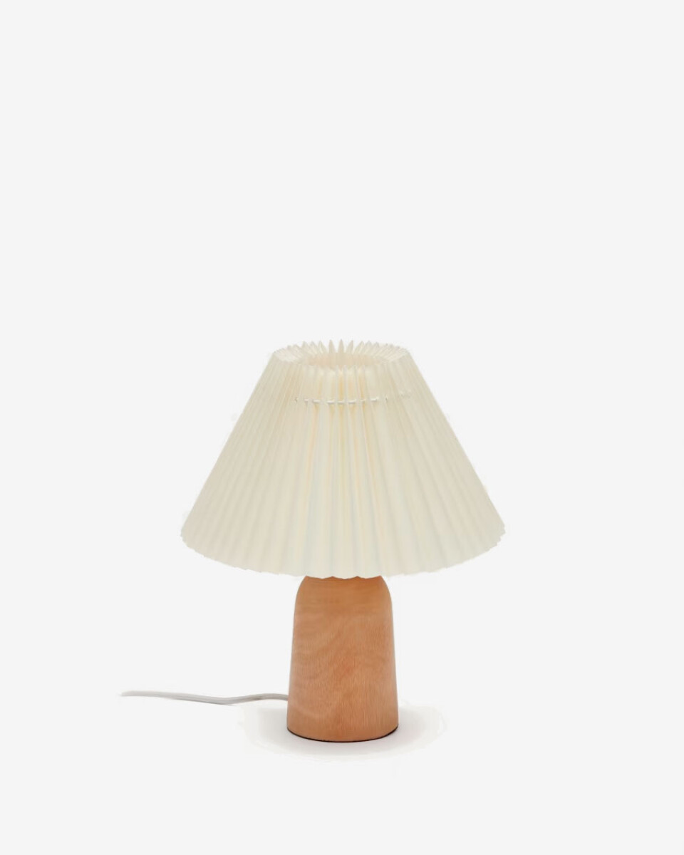 Lámpara de mesa Benicarlo de madera con acabado natural y beige 