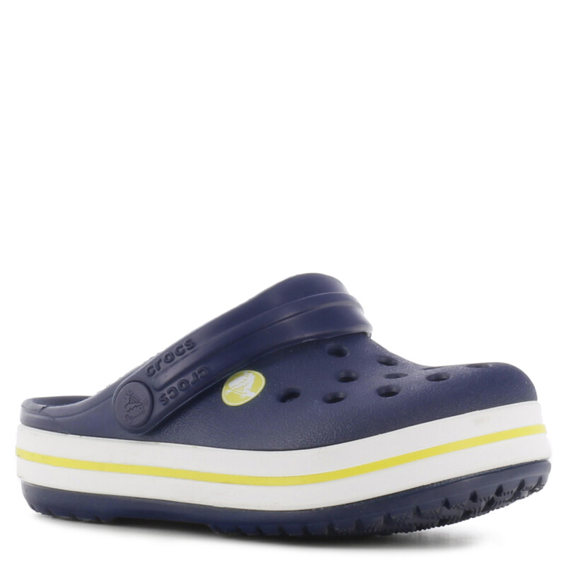 Zuecos Infantiles Crocs Crocband Clog Azul Marino - Amarillo Limón