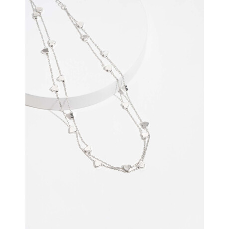 Collar De Corazones Plateado Rodio