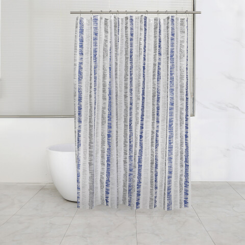 Cortina Baño Bukara con Argollas 180 x 180 cm 210 RAYAS GRIS AZUL