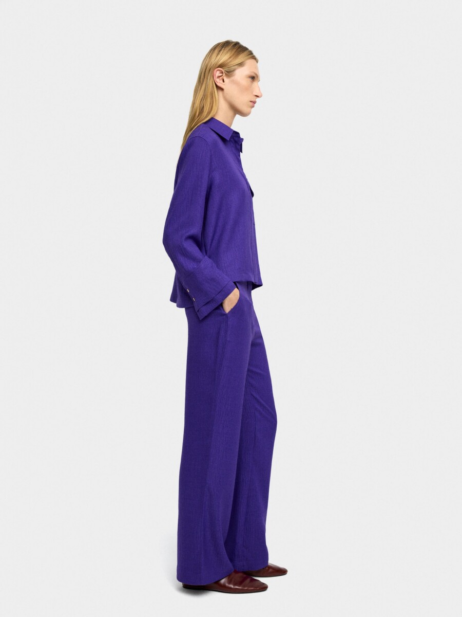 Pantalón Fluido Con Efecto Arrugado violeta