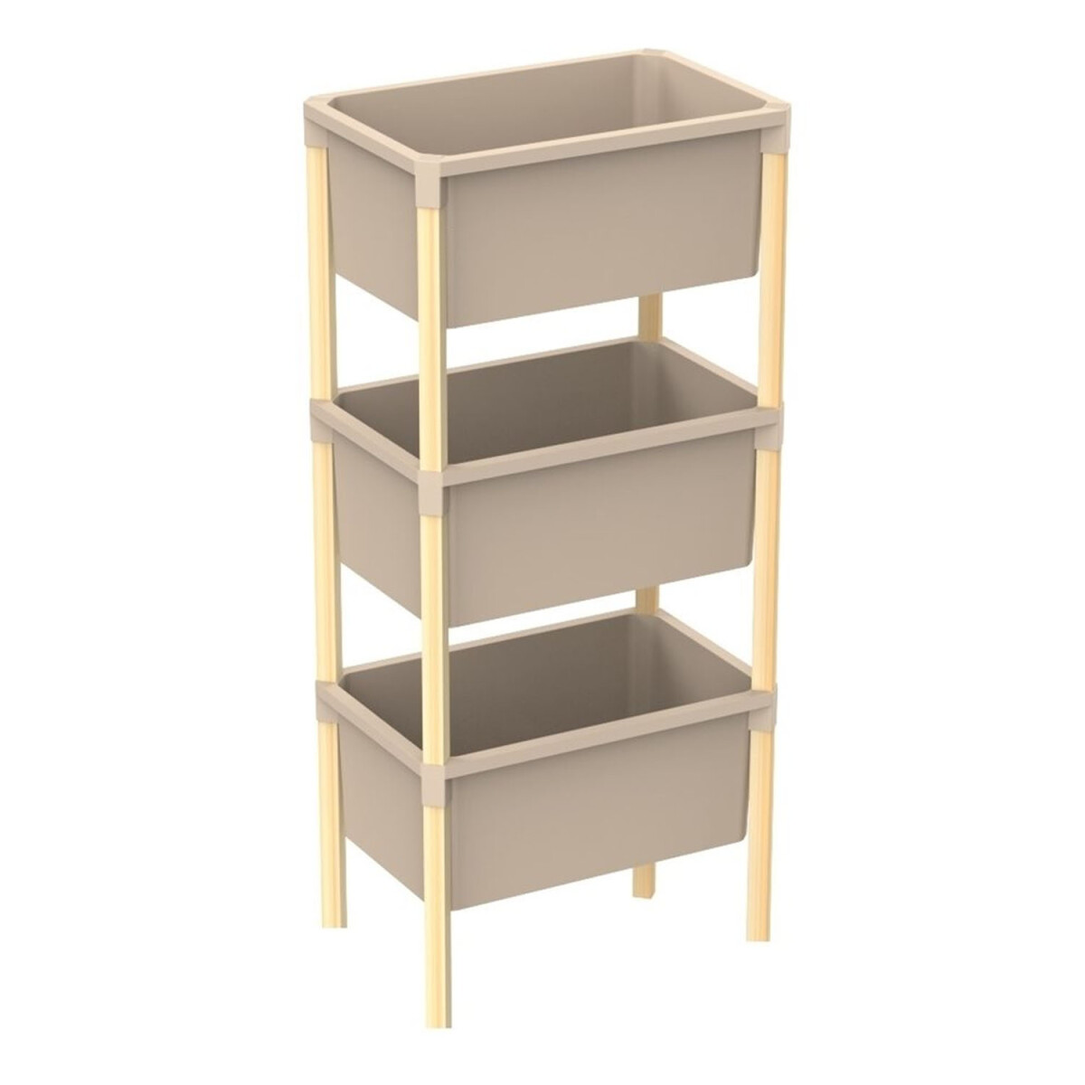 Estantería Organizadora Rack 3 Cajones 95x26x39Cm Madera PP - Beige 