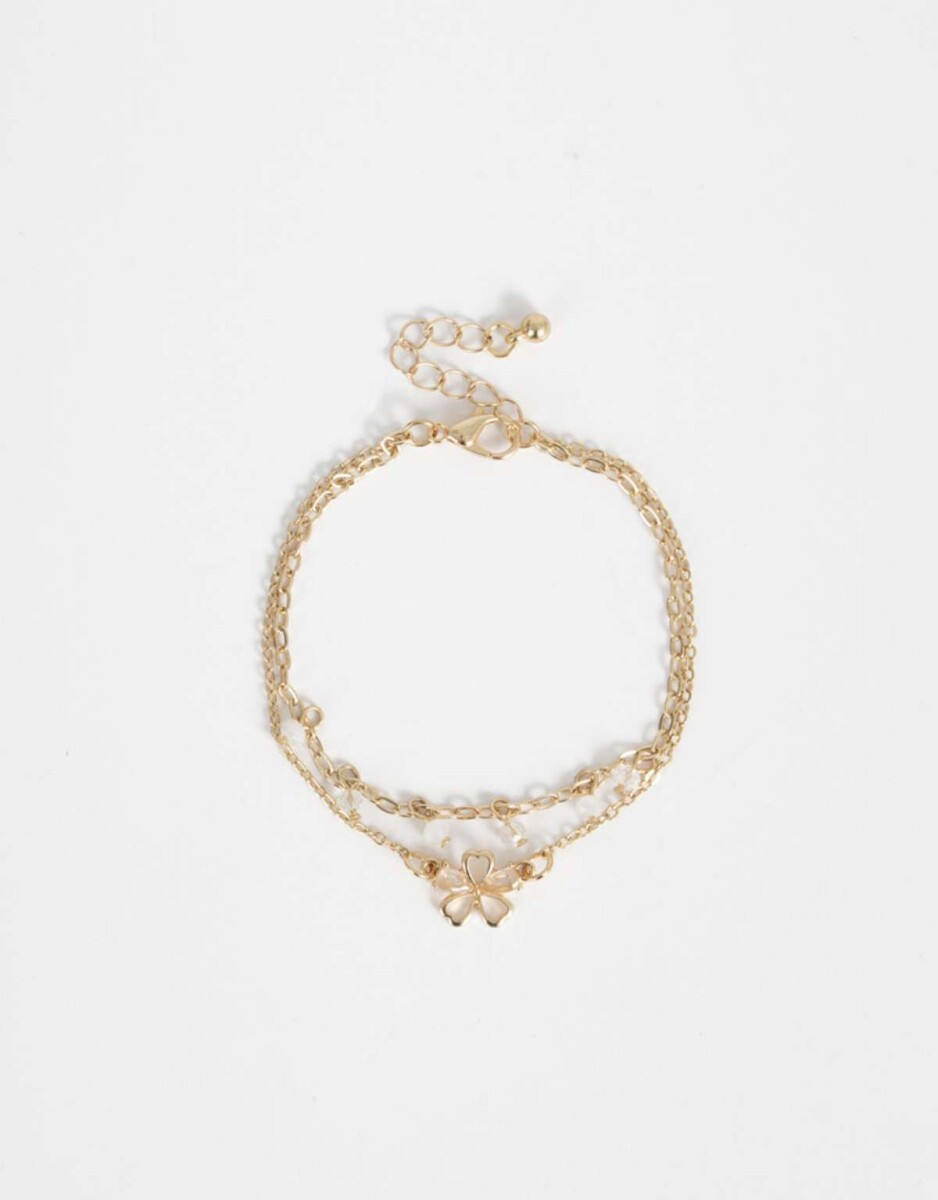 Pulsera Flexible Layer Flor - Dorado 