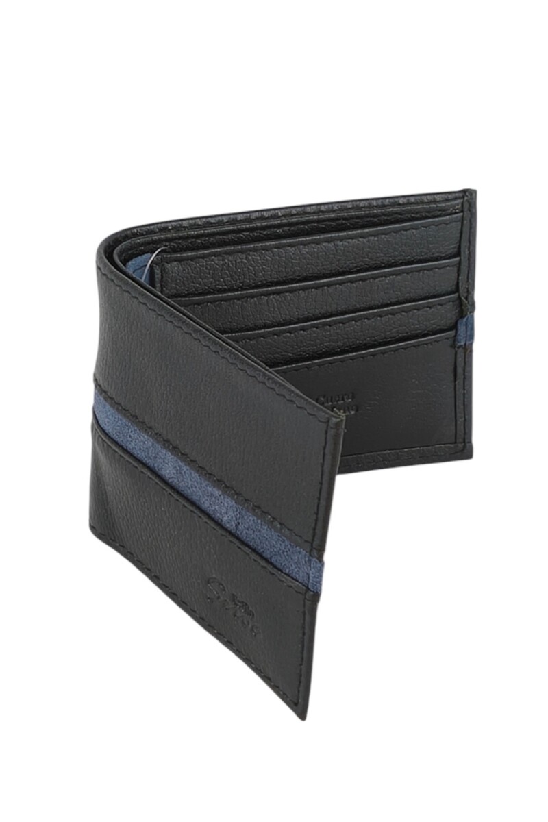 Billetera de cuero con vista en tapa Negro