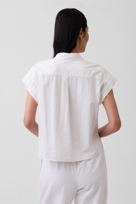 Camisa Lino Marga Corta Mujer New Off White