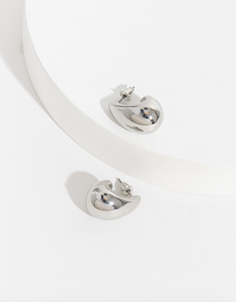 Aros Pasantes Metal Aros De Gota - Plateado Rodio