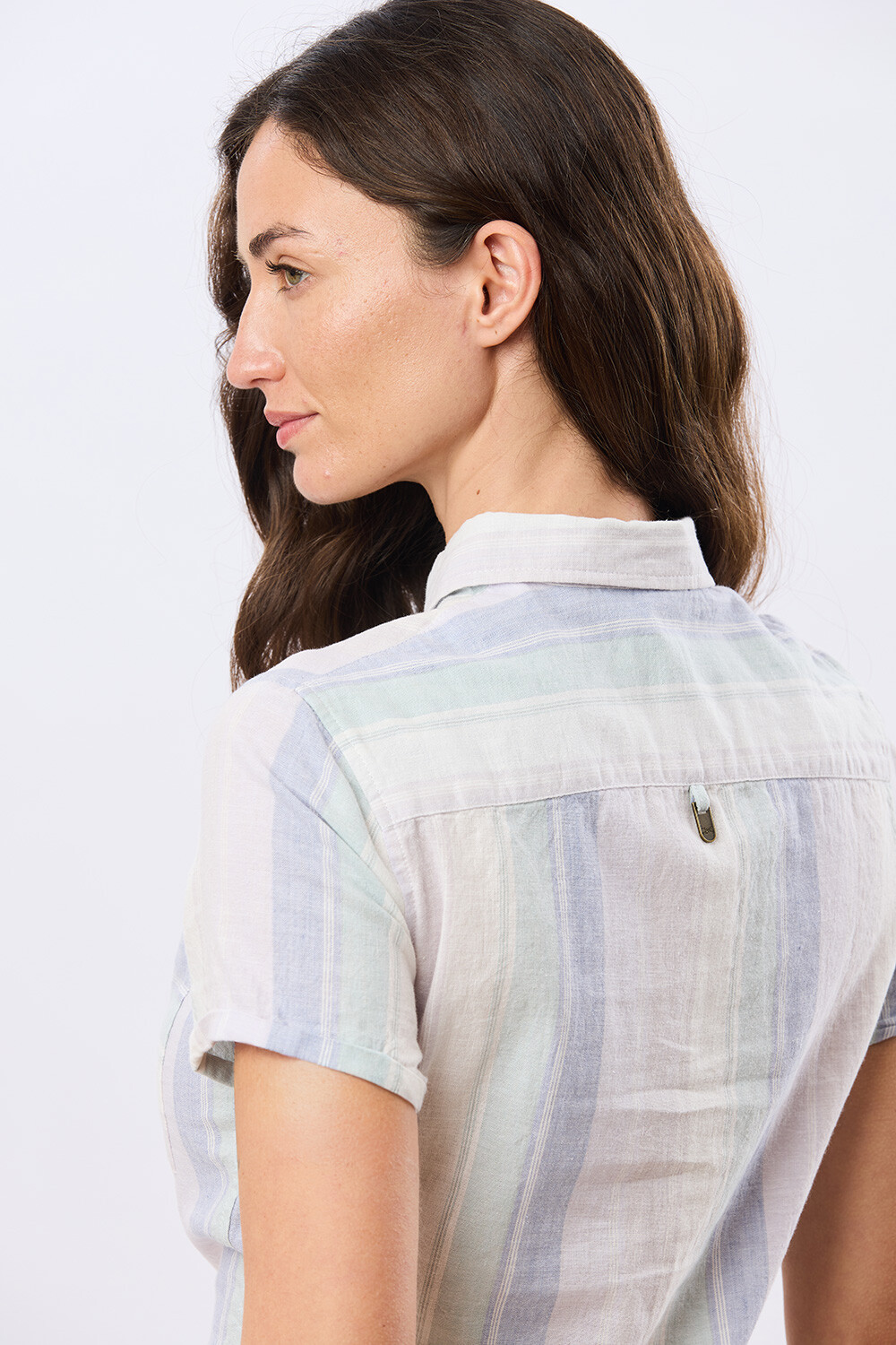 CAMISA RAYADA DE LINO Lila