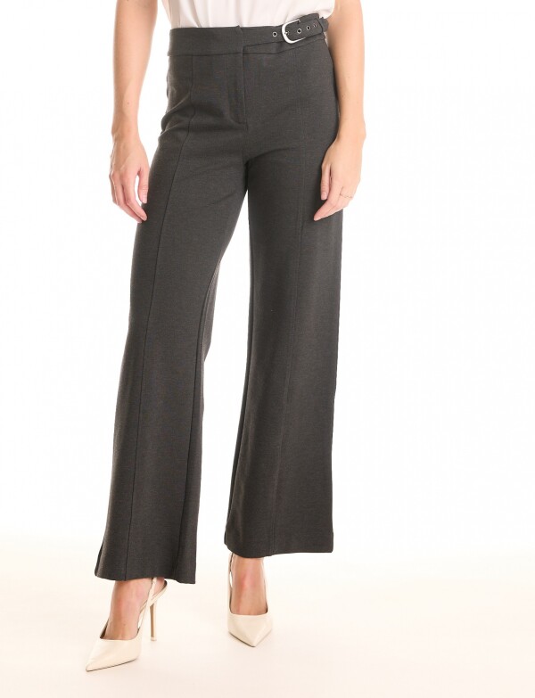 Pantalon Wide Leg Pretina Prolongada GRIS OSCURO