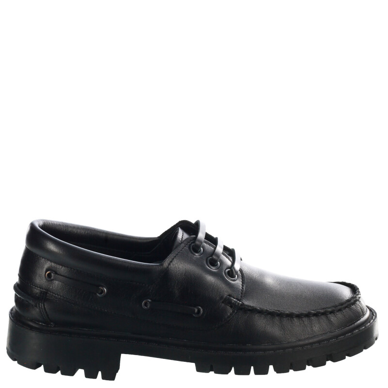 Zapatos Infantiles Croco Kids Leñador Colegial de Cuero Negro