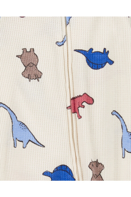 Pijama una pieza de algodón térmico, con pie, diseño dinos Sin color