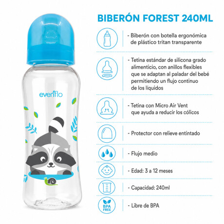 Mamadera Evenflo Forest Bebés 3-12M 240Ml Tetina Flujo Medio Azul