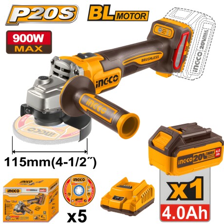 Amoladora Angular Ingco A Bateria 20v + Accesorios Amoladora Angular Ingco A Bateria 20v + Accesorios